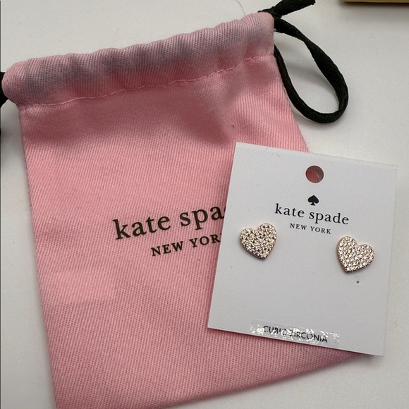 NWT Kate Spade Cubic Zirconia Rose Gold Yours Truly Earrings - Picture 4 of 4